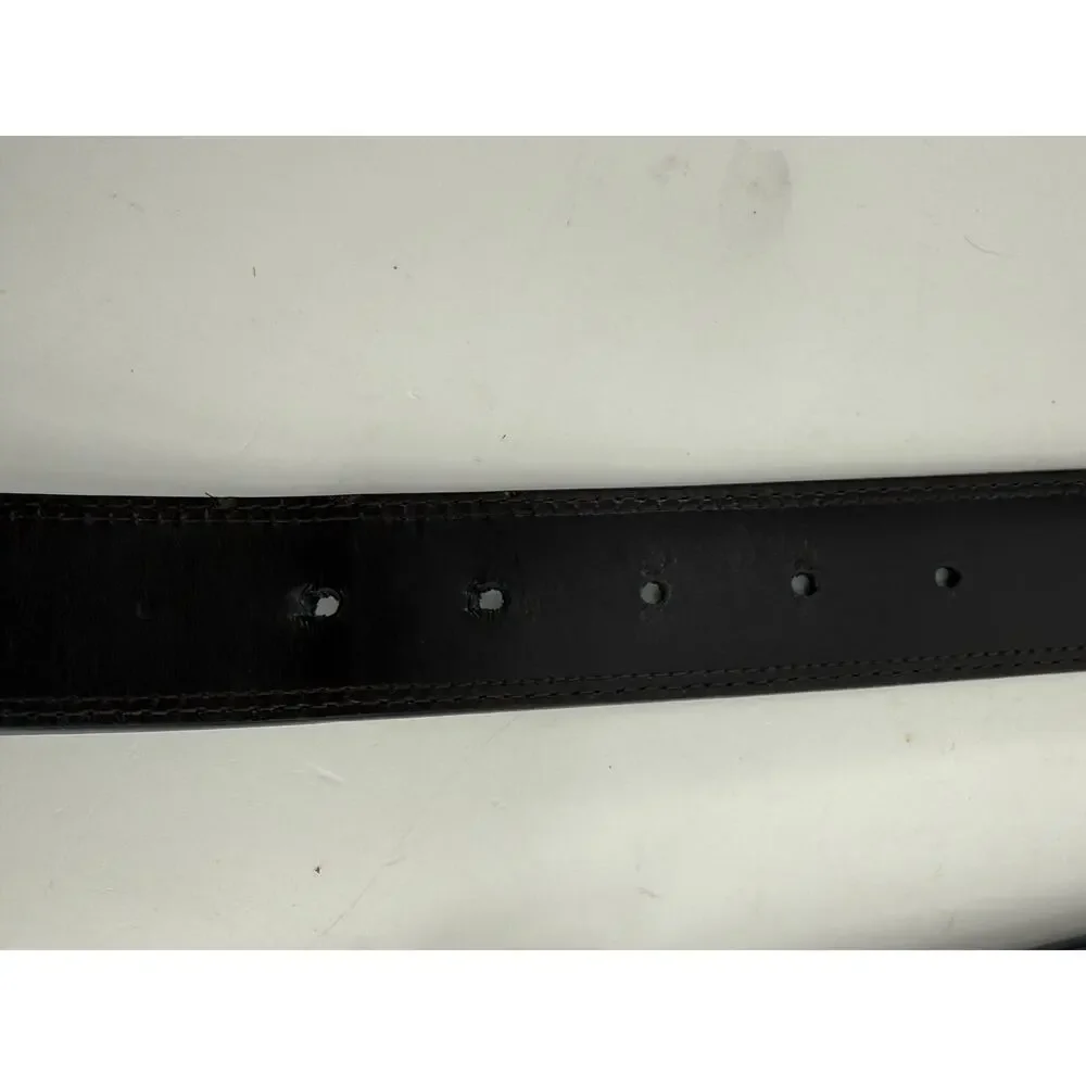 Genuine Leather Roller Buckle Black Dress Belt Silver Mens Size 40
